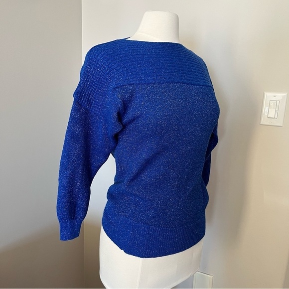 Marella Vintage 80’s Blue Sparkly Sweater - Picture 2 of 8